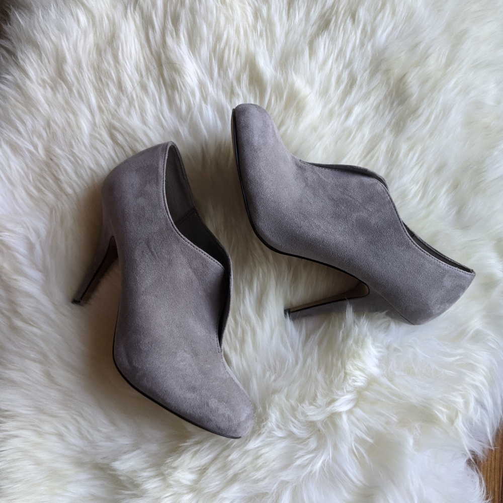 Grey heeled boots